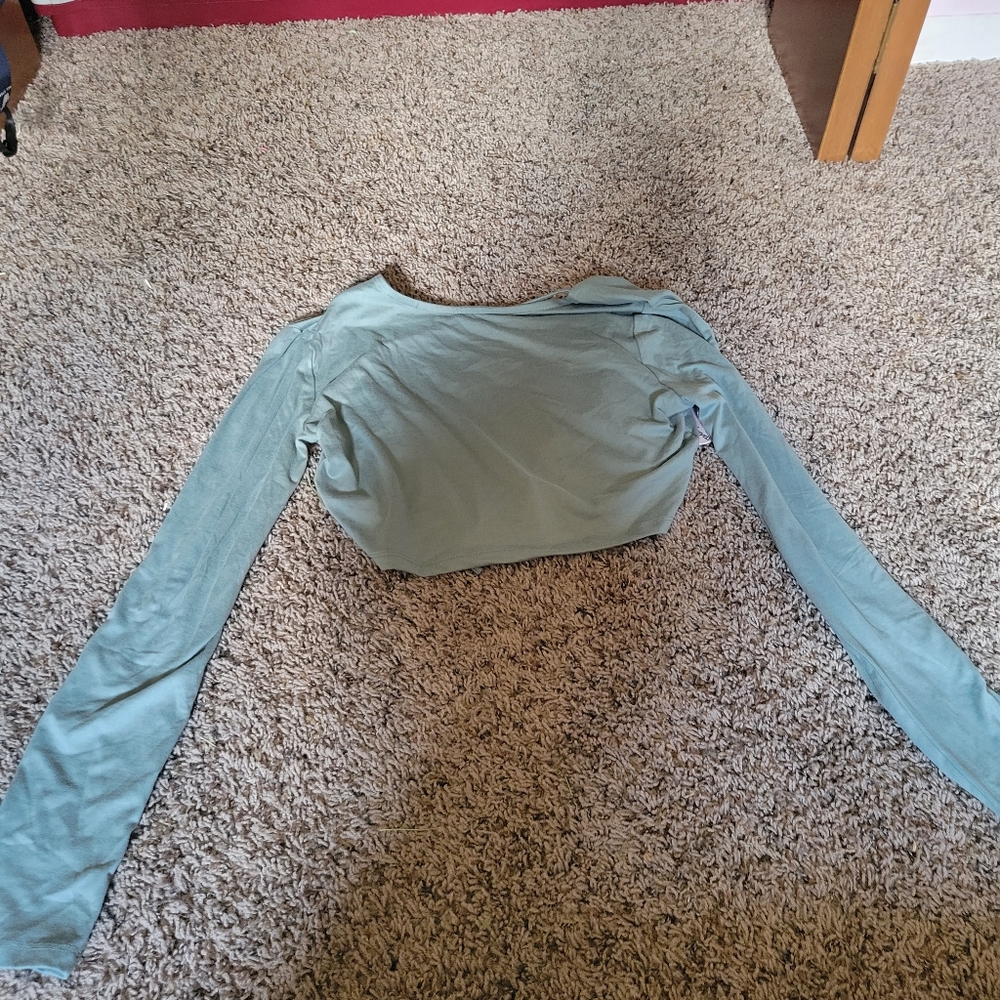 green open back shirt